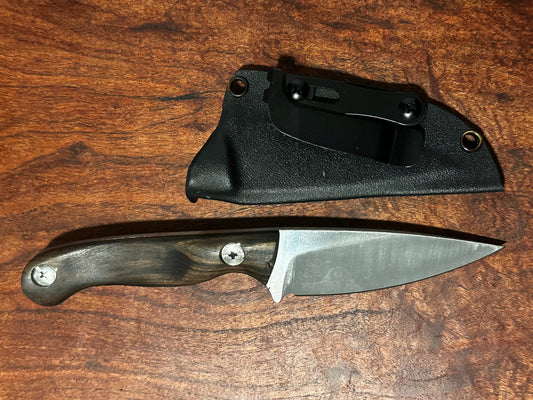 Bracero Fixed Blade Hunting Knife – 8Cr13MoV Steel w/ Claro Walnut Handle & Leather Sheath