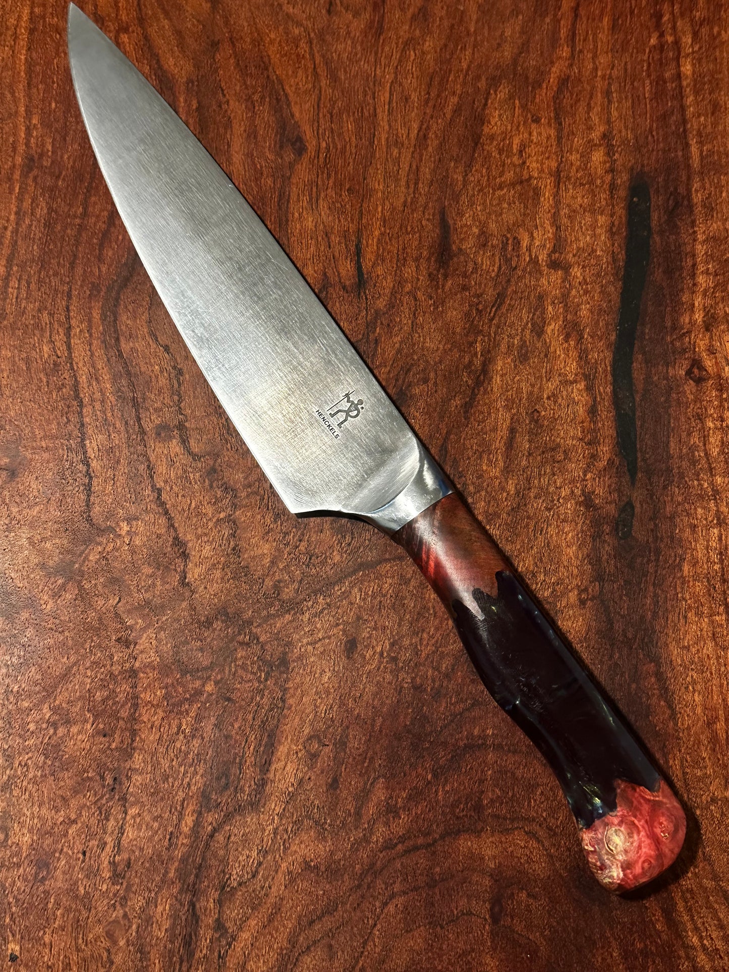Henckels Chef Knife Custom Red Maple Burl Resin Handle by RockinEDC