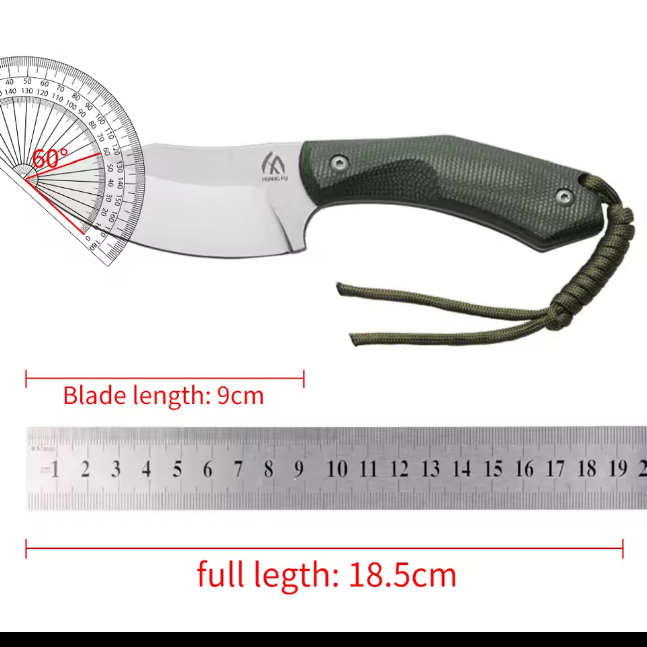 HungFu Compact Fixed Blade Knife – Brown Handle w/ Sheath Compact Tactical EDC 7” Overall