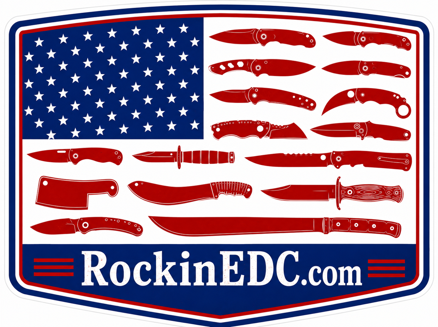 RockinEDC American Knife Flag Sticker | Texas Bladesmith EDC Vinyl Decal