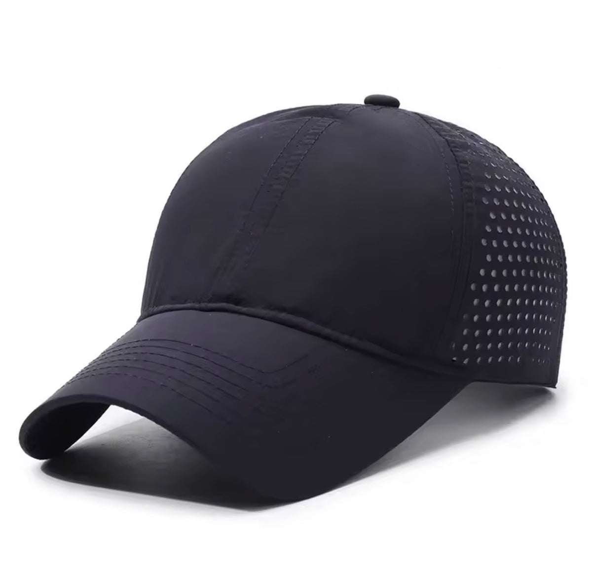 Unisex Breathable Baseball Cap – Perforated Side Panels | Black