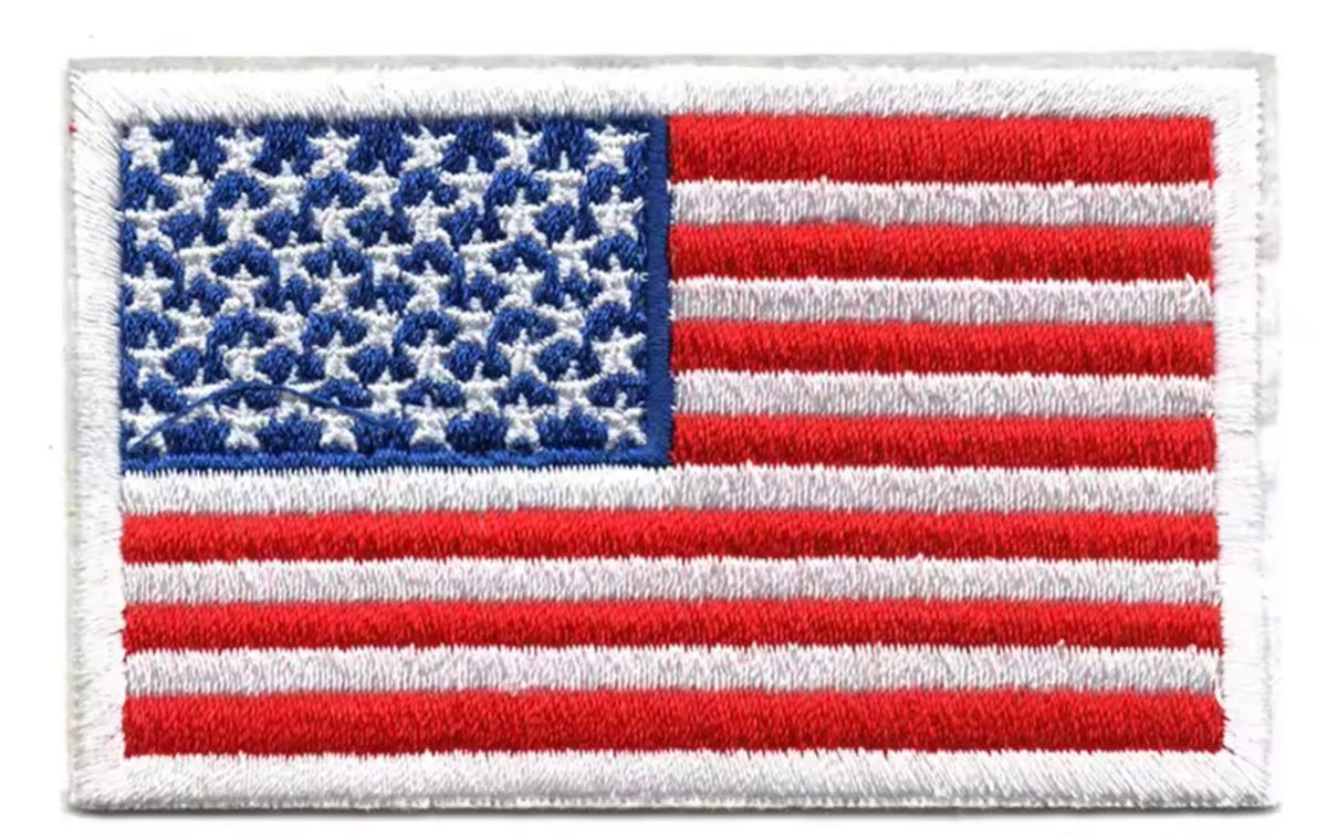 USA American Flag Embroidered Iron-On Patch – 3” × 2”