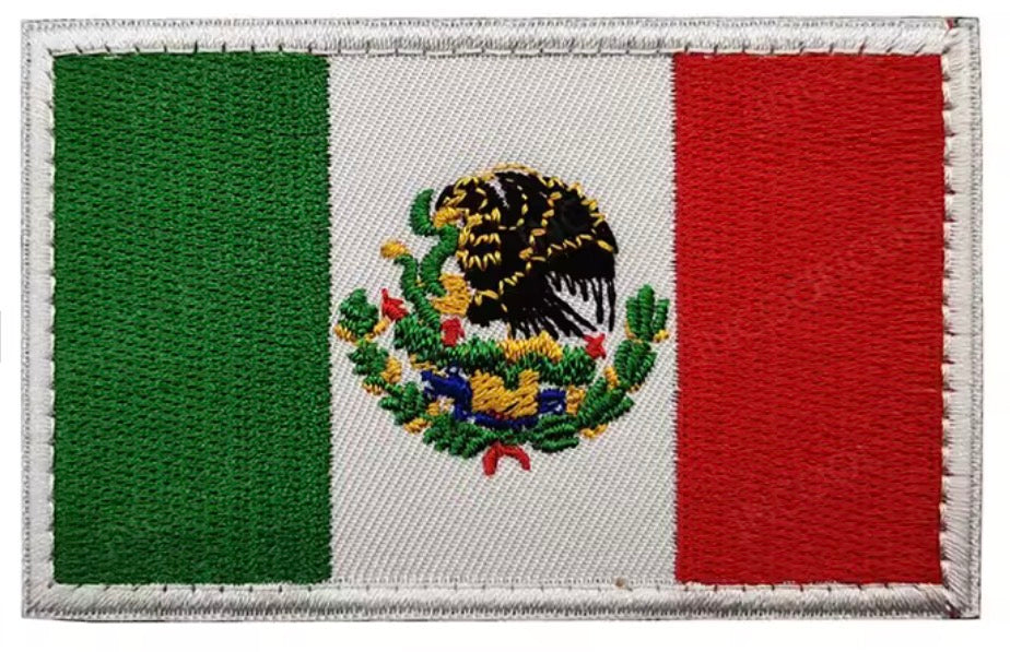 Mexico Flag Embroidered Morale Patch – 3” × 2” Velcro Back