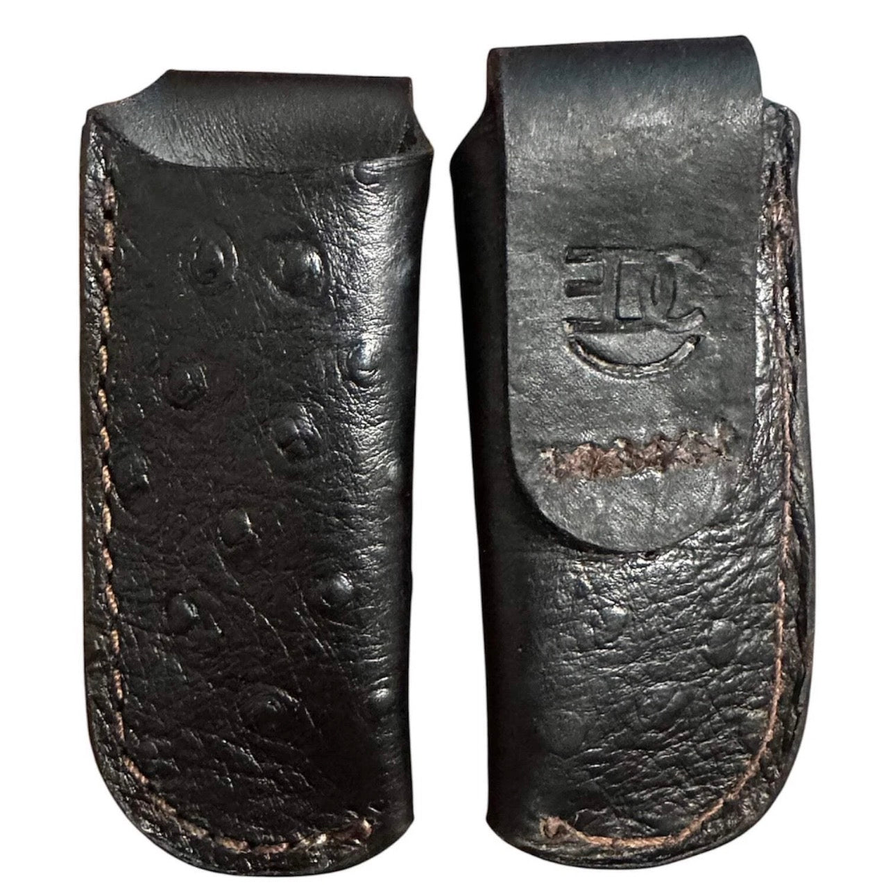 Handmade Ostrich Embossed Genuine Leather Sheath for Boker, Case, Trapper or Stockman 4.2