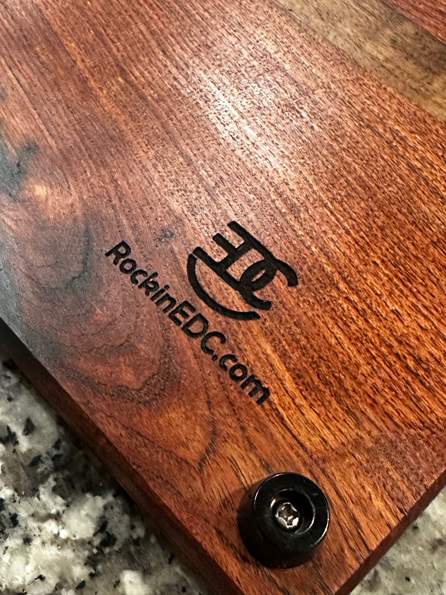 Handmade Mesquite & Walnut Serving Board Juice Groove + Rubber Feet RockinEDC 12x14x.5