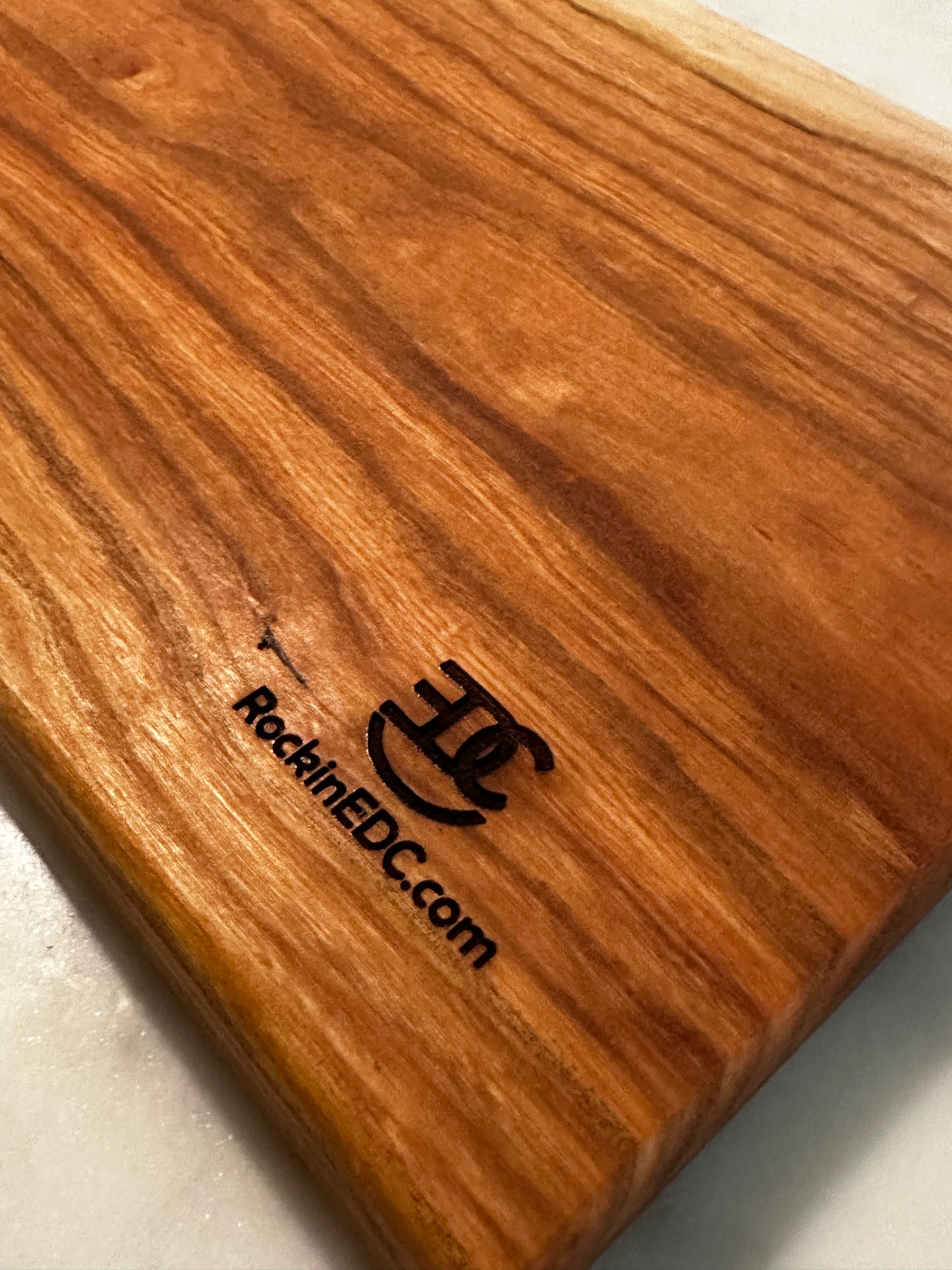 RockinEDC 12” x 8” x 1” Solid Cherry Cutting Board – Handmade Hardwood Serving Board