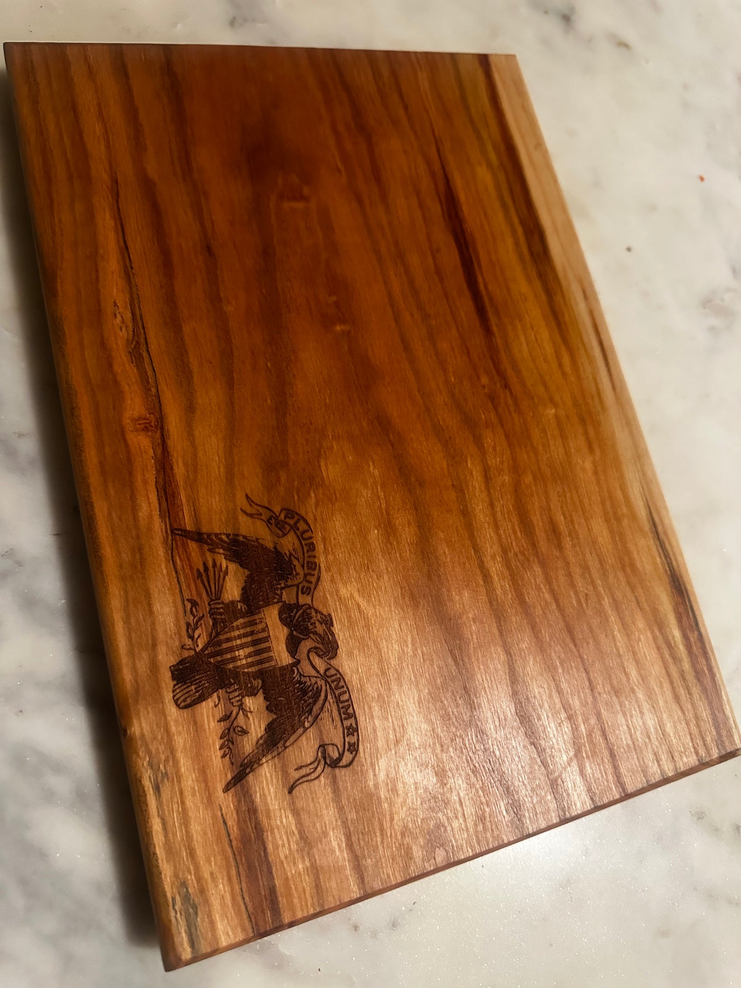 RockinEDC 12” x 8” x 1” Solid Cherry Cutting Board – Handmade Vintage American Eagle Serving Board | Patriotic Kitchen Décor