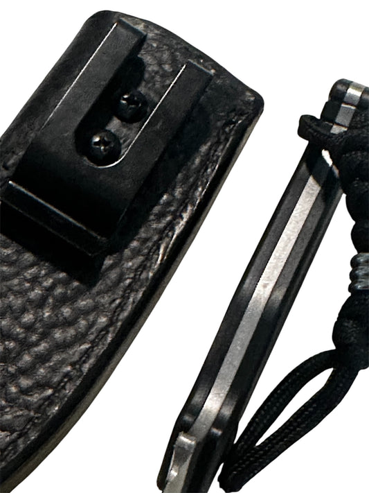 Compact 7.5” Stonewash Fixed black Micarta Handmade leather Sheath