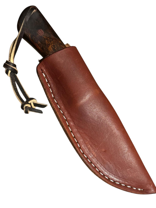 Custom John Tullis Knife 8670 Steel Fixed Blade Ironwood Handle Leather Sheath Texas Made 2025