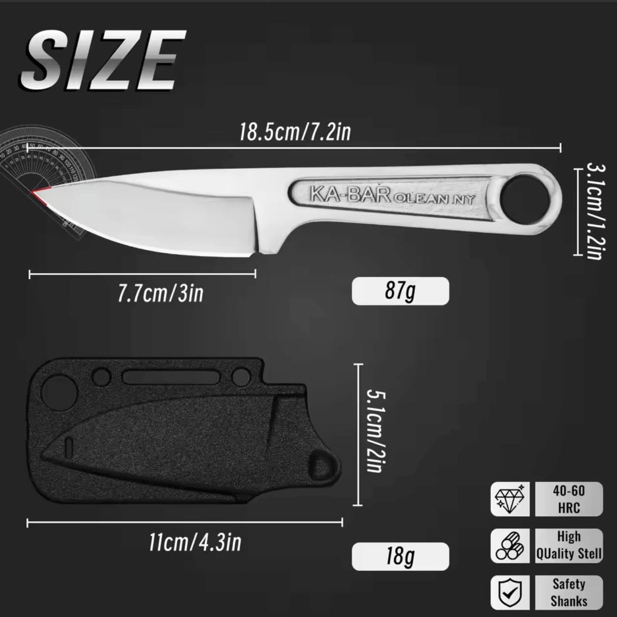 Fixed Blade EDC Knife with Sheath | Compact Neck Knife for Camping, Bushcraft, Survival & Outdoor Carry
