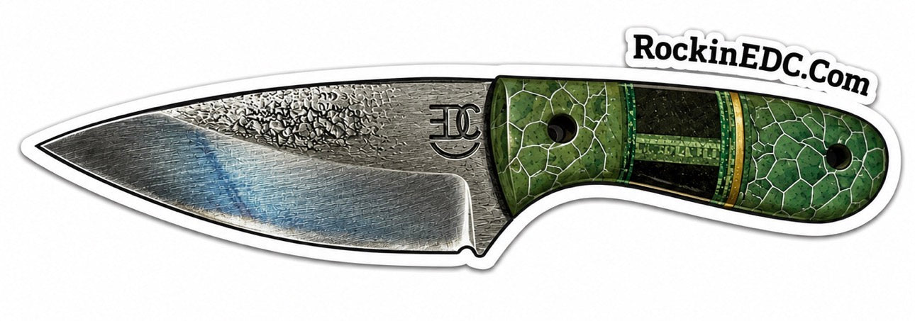 RockinEDC Fixed Blade Knife Sticker – Green | Texas Knifemaker EDC Vinyl Decal