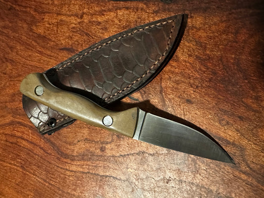 Fixed Blade Hunting Knife – 8Cr13MoV Steel w/ Brown Handle & Leather Sheath