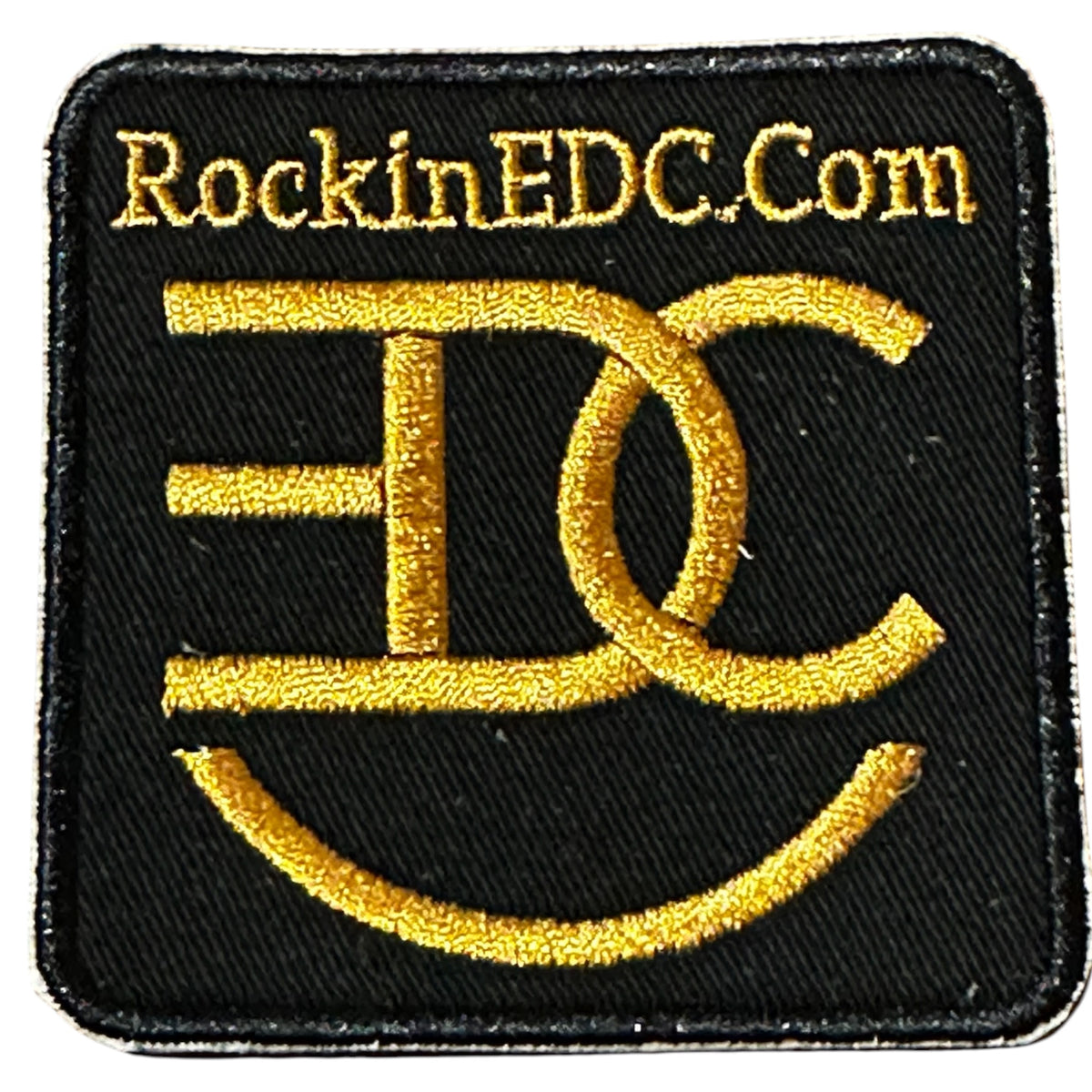 RockinEDC Gold Cattle Brand Logo Iron-On Embroidered Patch – 3 × 3 Inch