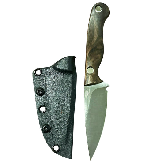 Bracero Fixed Blade Hunting Knife – 8Cr13MoV Steel w/ Claro Walnut Handle & Leather Sheath