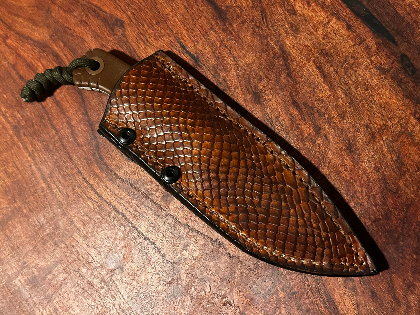 Bracero Fixed Blade Hunting Knife – 8Cr13MoV Steel w/ Brown G10 Handle & Leather Sheath (7.8”)