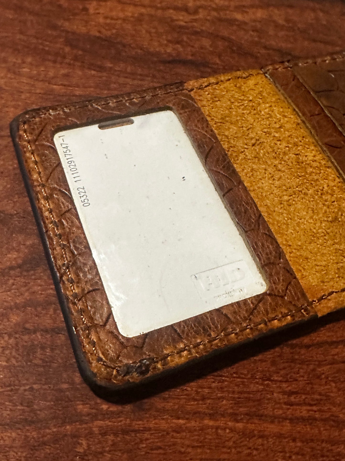 Handmade Brown Dragon Scale Leather Wallet Slim Bifold with ID Window