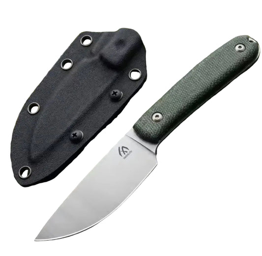HungFu 7” Fixed Blade Knife – Green G10 Handle w/ Kydex Sheath