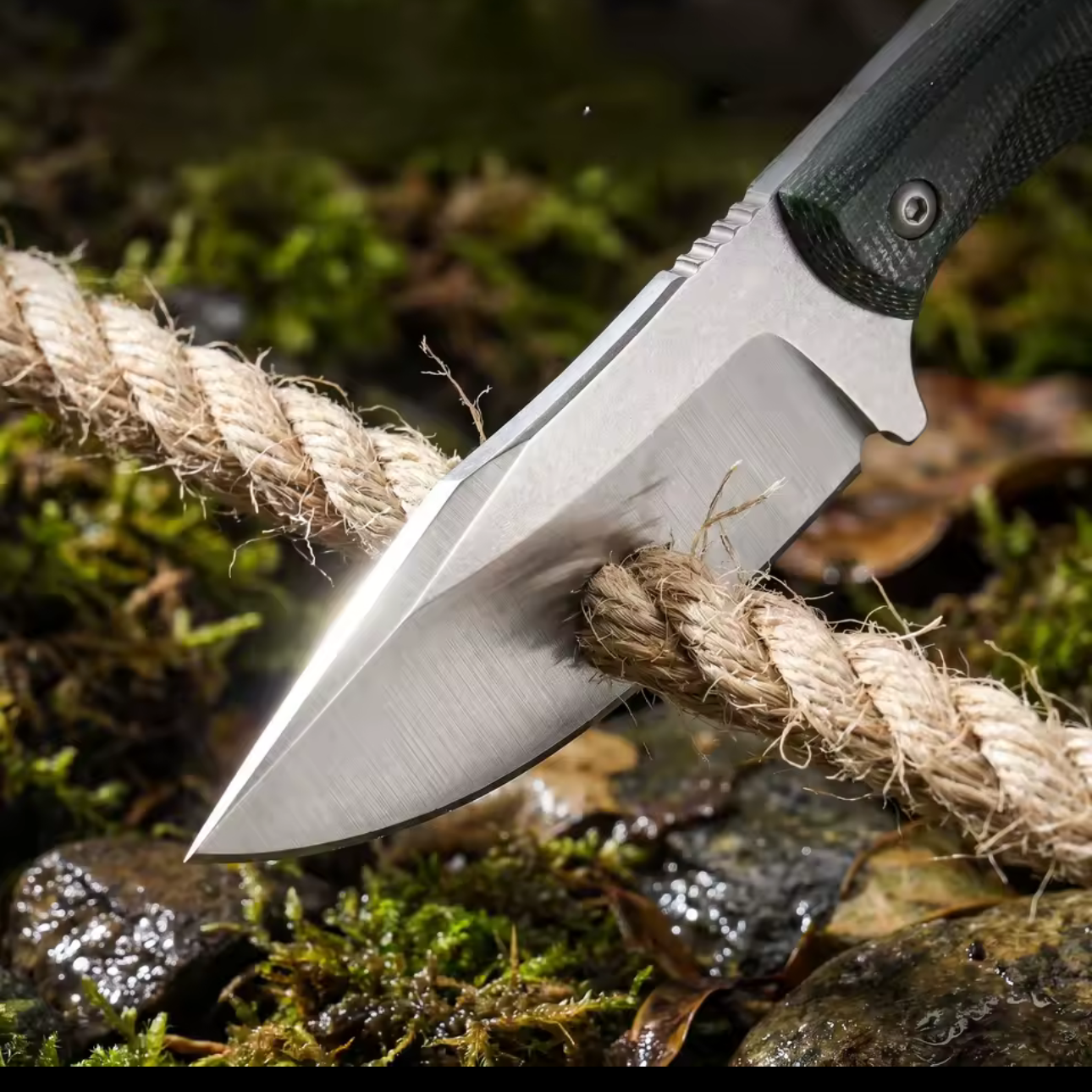 HungFu Compact Fixed Blade Knife – Green Handle w/ Sheath Compact Tactical EDC 7” Overall