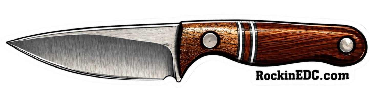 RockinEDC Fixed Blade Knife Sticker – Brown | Handmade Texas EDC Vinyl Decal
