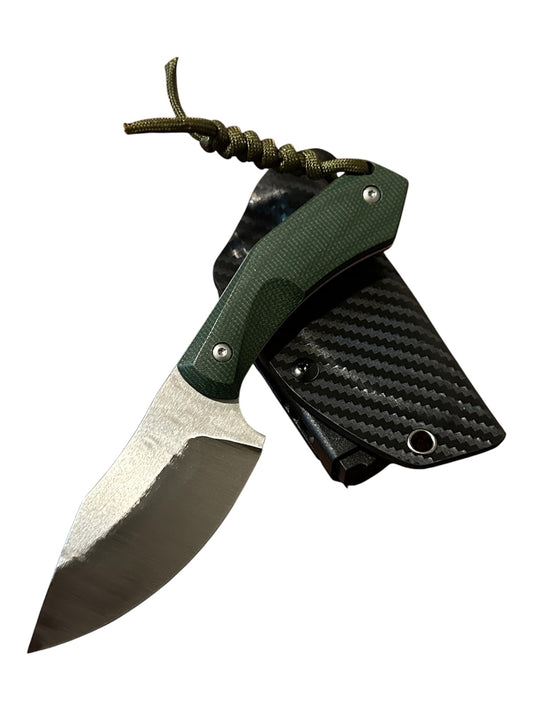Compact Fixed Blade Knife – Green Handle w/ Sheath Compact Tactical EDC 7” Overall 14C28N Stainless Steel