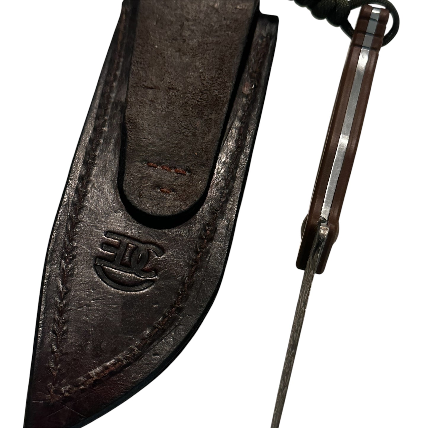 7” Floral Engraved Fixed Blade Knife Brown G10 Handle Handmade Leather Sheath Includes RockinEDC Steel Wax