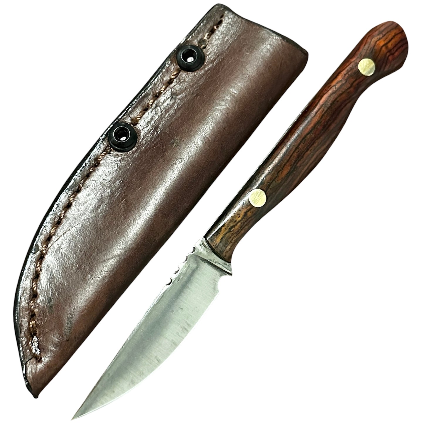 Flaco Fixed Blade Knife 80CrV2 High Carbon Steel Cocobolo handle & leather sheath Texas Made