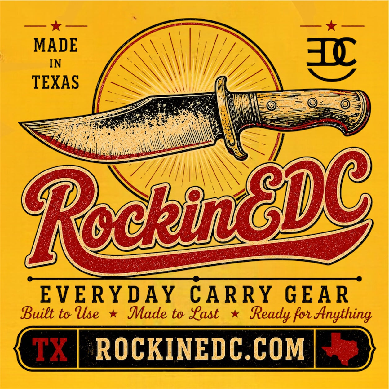 RockinEDC Everyday Carry Gear Sticker San Antonio Texas Knife Maker Vinyl Decal