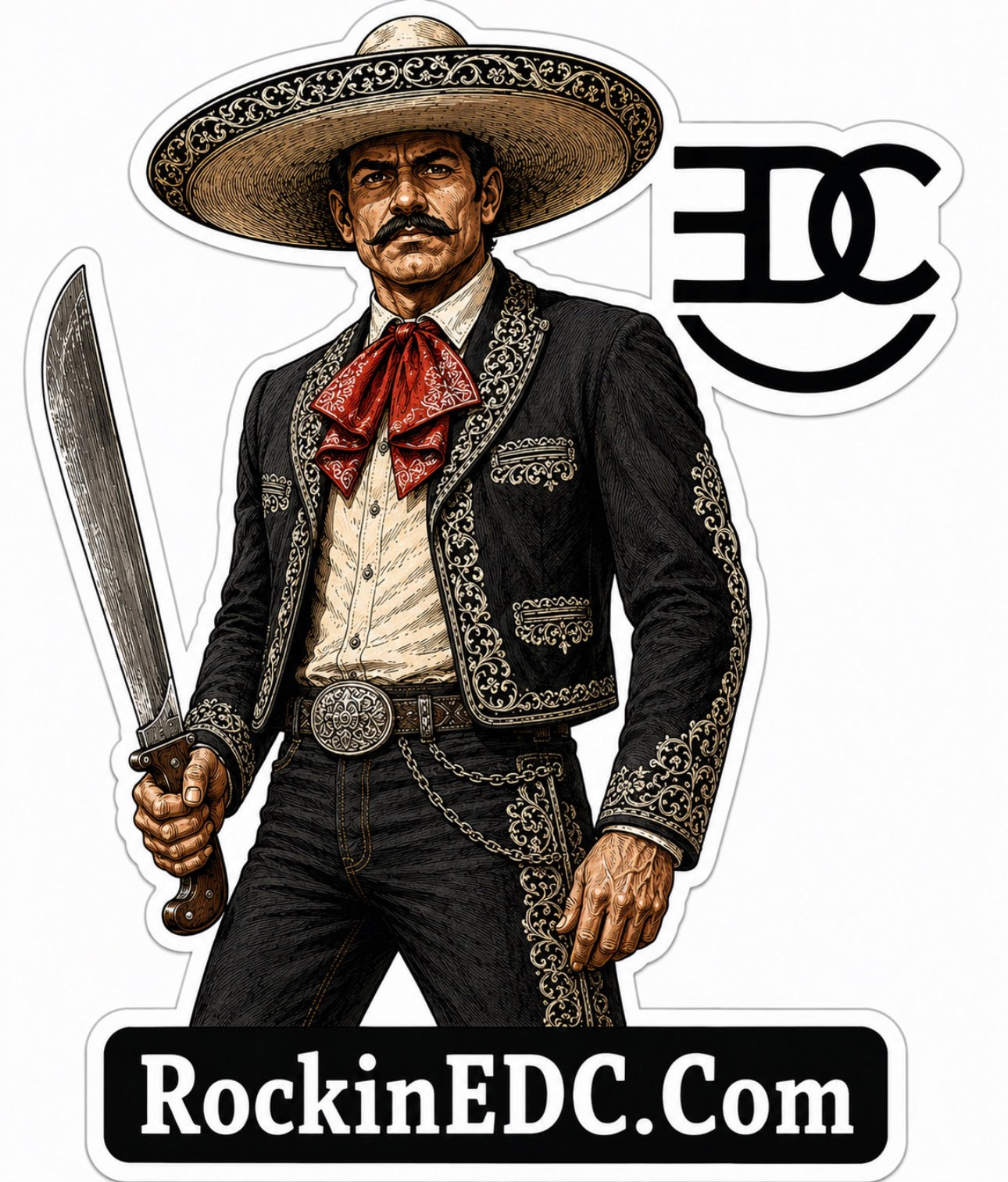 RockinEDC Charro Knife Sticker | San Antonio Texas Heritage EDC Vinyl Decal
