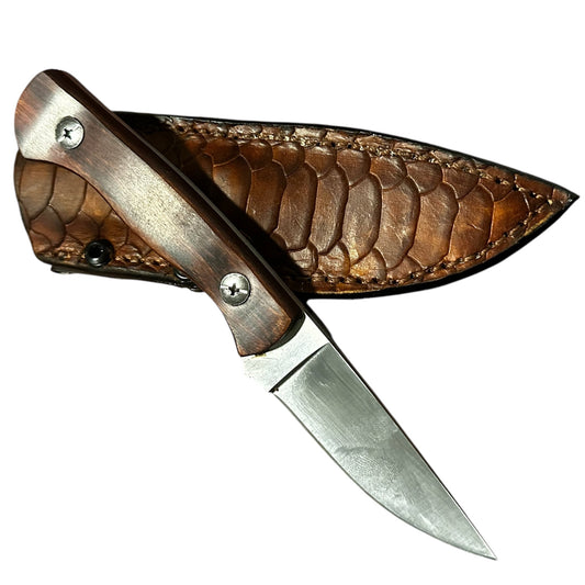 Fixed Blade Hunting Knife – 8Cr13MoV Steel w/ Wood Handle & Leather Sheath (7.8”)