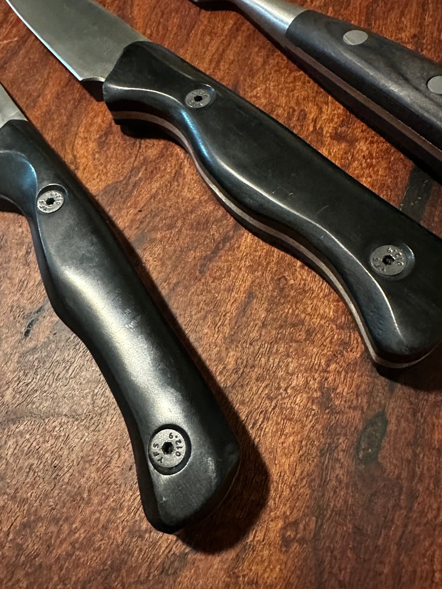 Custom Handled Stainless Kitchen Knife Cleaver & Carving Fork 3 Pc Set