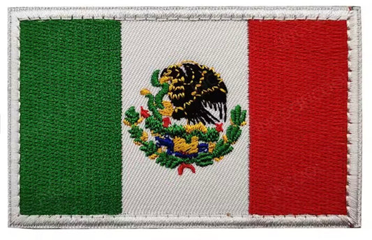 Mexico Flag Embroidered Morale Patch – 3” × 2” Velcro Back