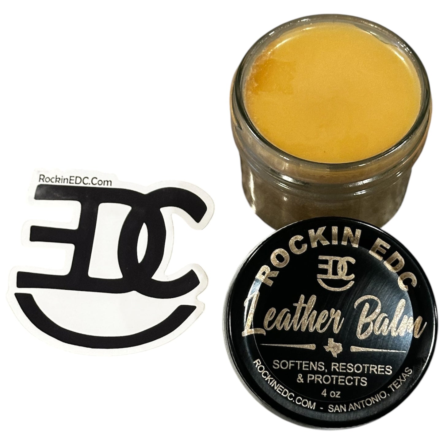 RockinEDC Leather Balm – 4 oz  Premium Leather Conditioner & Protectant Handcrafted in Texas by RockinEDC.com