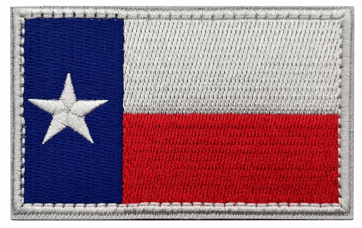 Texas State Flag Embroidered Morale Patch – 3” × 2” Velcro Back