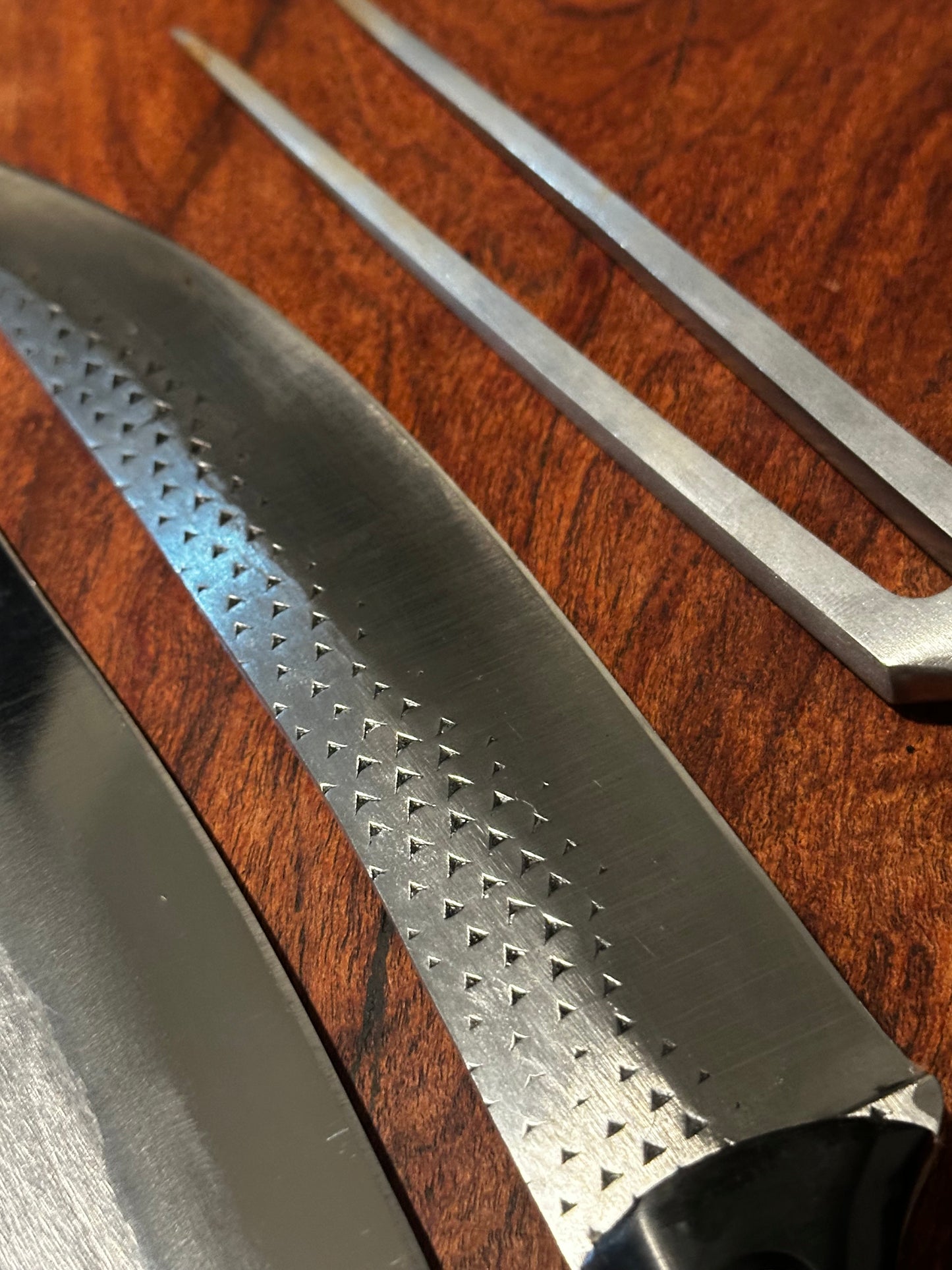 Handmade Black Handle Kitchen Tool Set RockinEDC Knife 1095 Cleaver Stainless Fork