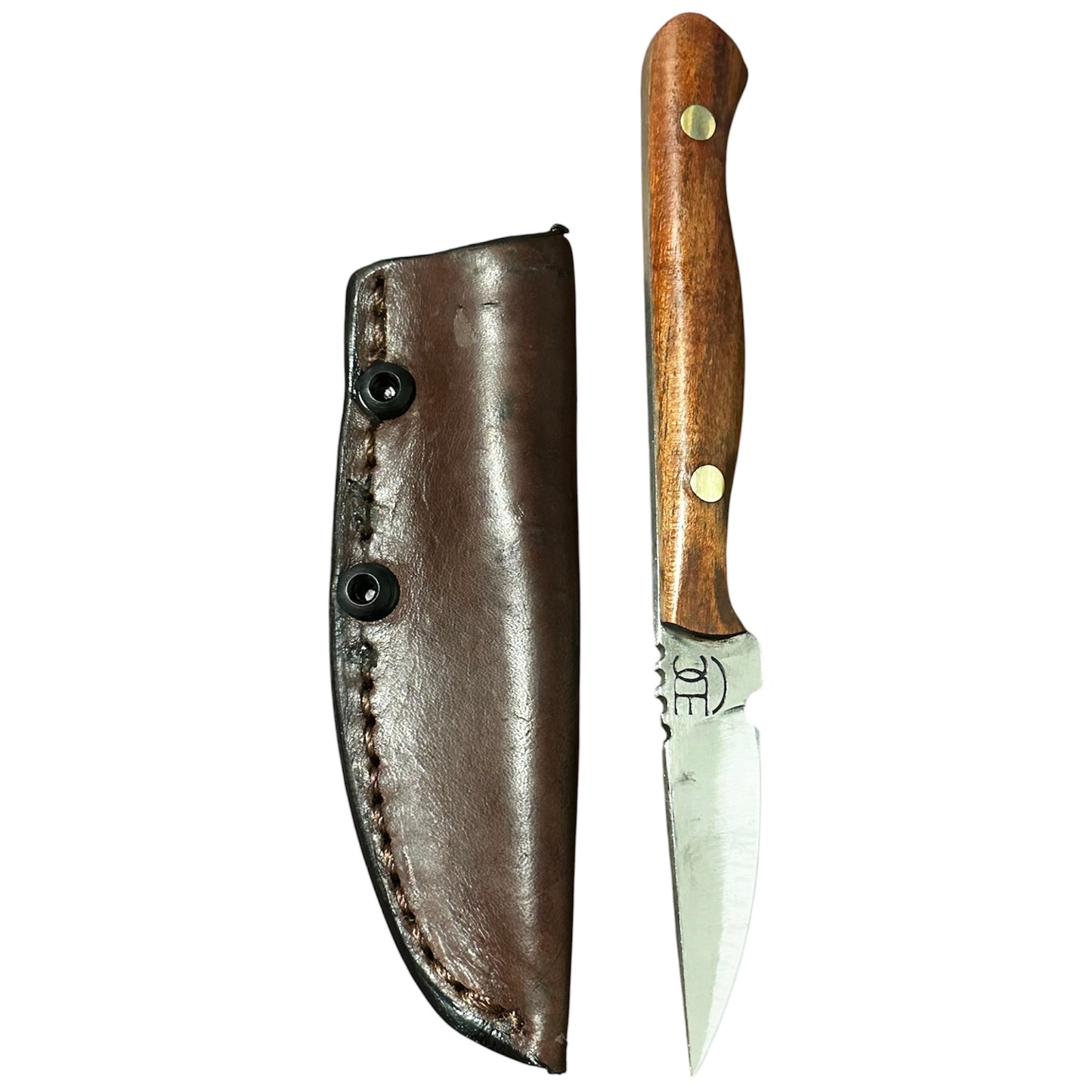 Flaco Fixed Blade Knife 80CrV2 High Carbon Steel Mesquite handle & leather sheath Texas Made