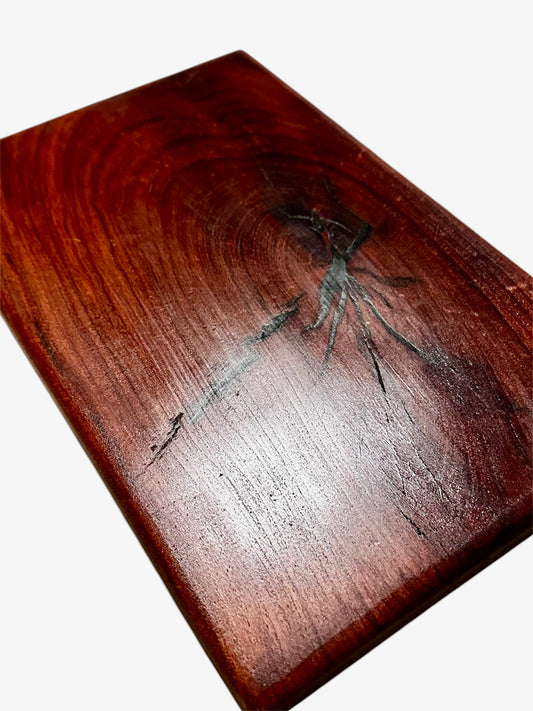 Solid Mesquite Cutting Board with Black Epoxy Inlay 12.5" x 8" x 0.75" Handmade in Texas
