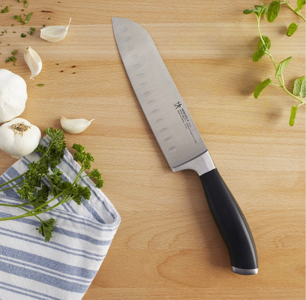 Henckels Elan 7-Inch Hollow Edge Santoku Knife | German Stainless Steel Kitchen Knife