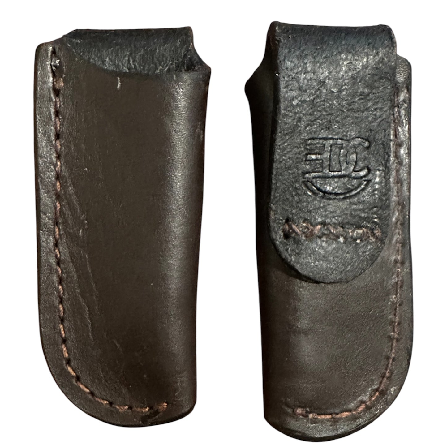 Handmade Tooled Genuine Leather Sheath for Boker, Case, Trapper, or Stockman 4.25 Style Pocket Knives. Thick Dark Brown #RockinEDC