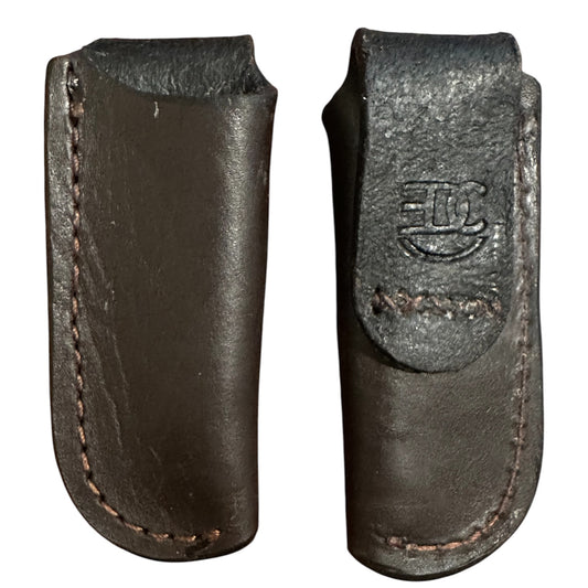 Handmade Tooled Genuine Leather Sheath for Boker, Case, Trapper, or Stockman 4.25 Style Pocket Knives. Thick Dark Brown #RockinEDC