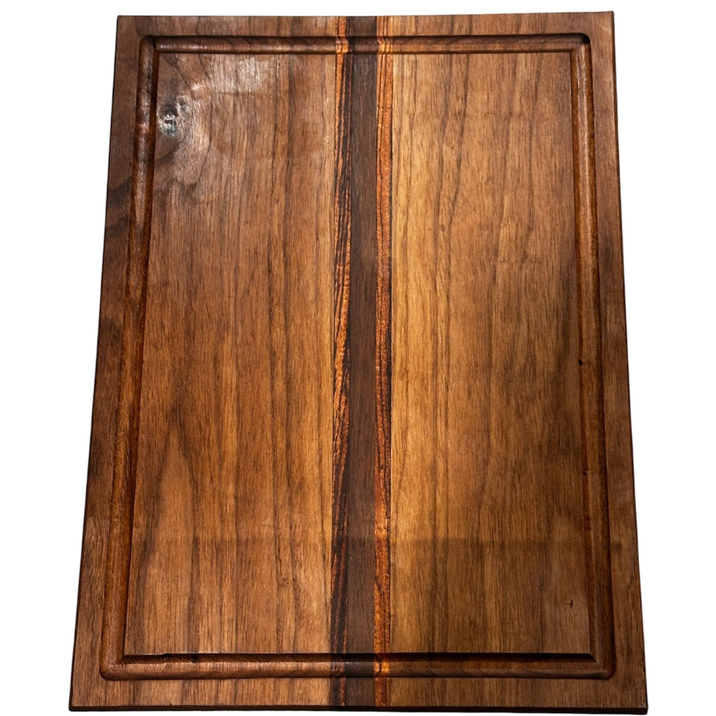 Handmade Walnut & Leopardwood Serving Board | Juice Groove + Rubber Feet RockinEDC 12x14x.5