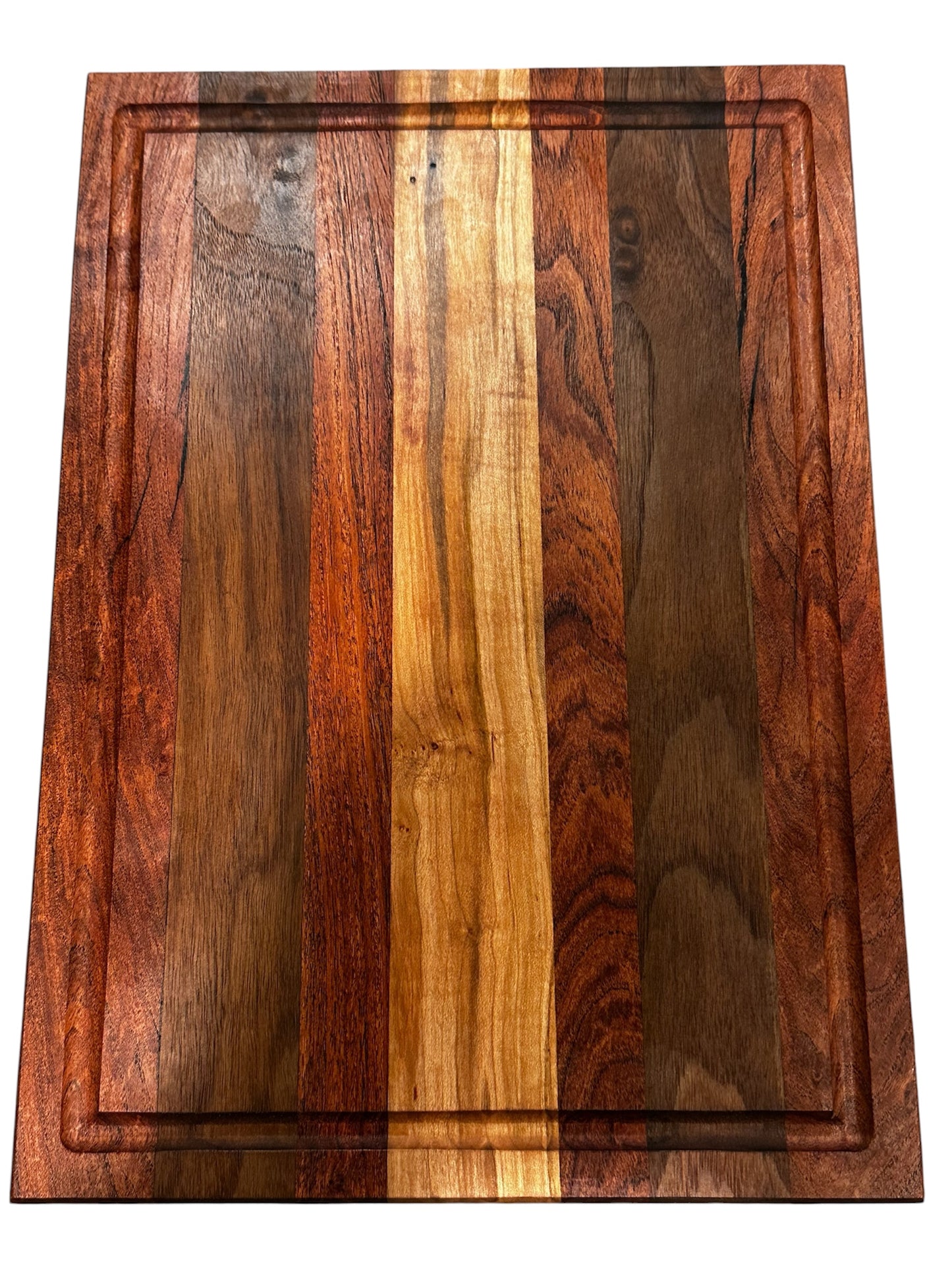 Handmade Mesquite, Walnut & Cherry Serving Board | Juice Groove + Rubber Feet RockinEDC 12x14x.75