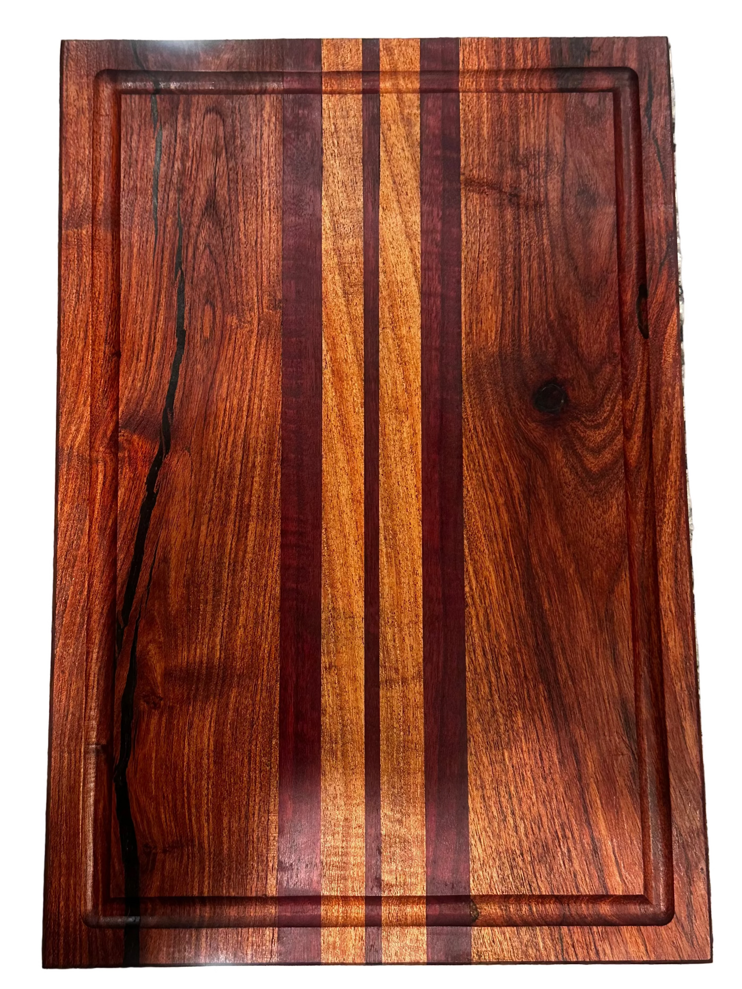 Handmade Mesquite & Purpleheart Serving Board | Juice Groove + Rubber Feet RockinEDC 12x14x.75