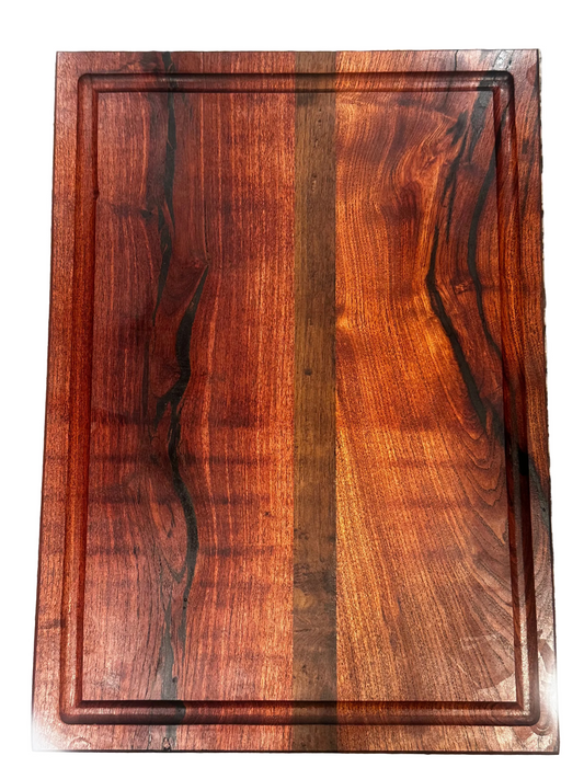 Handmade Mesquite & Walnut Serving Board Juice Groove + Rubber Feet RockinEDC 12x14x.5