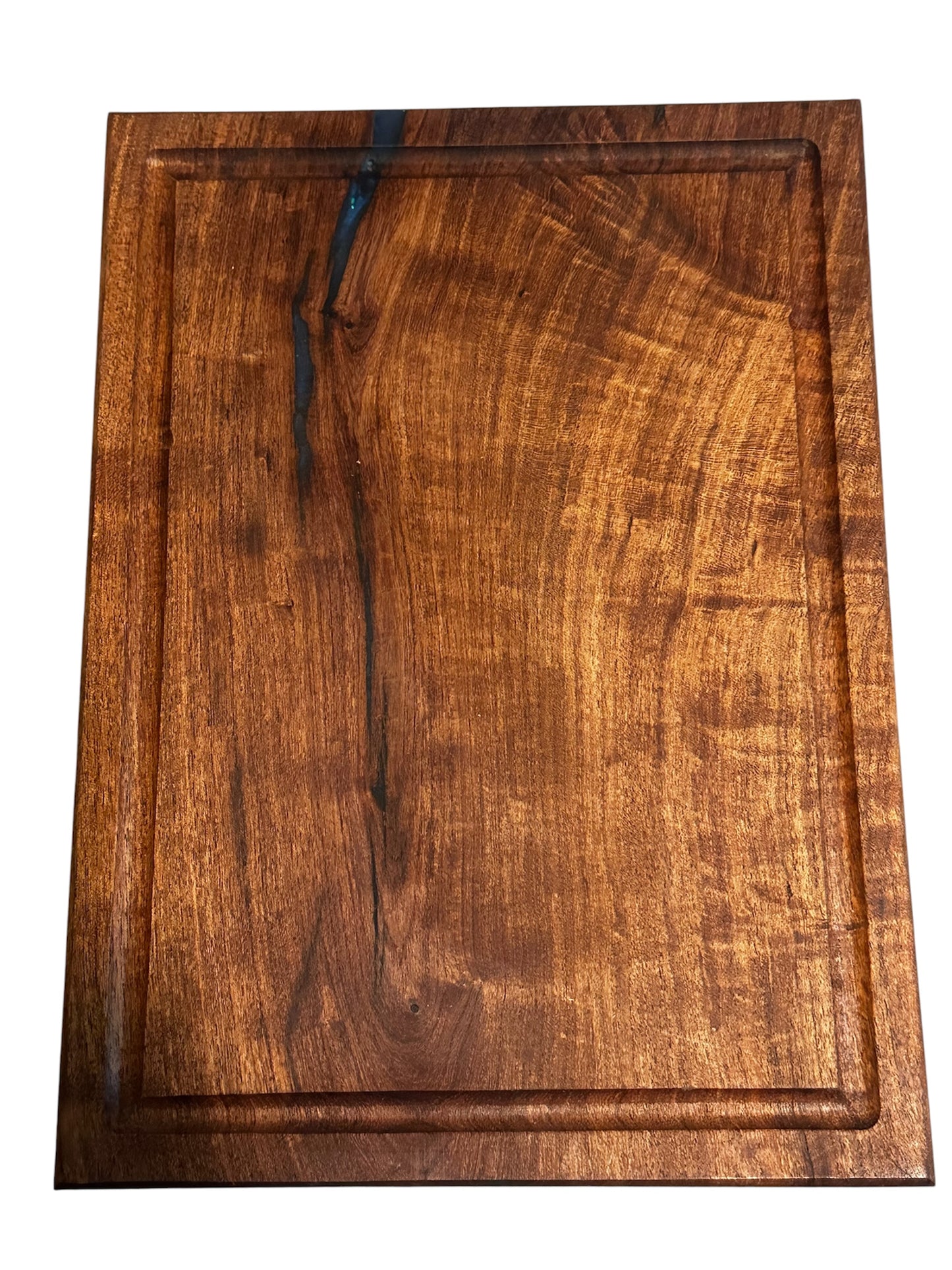 RockinEDC Solid Mesquite Cutting Board – Blue Epoxy Accent 12.75x9.25x1
