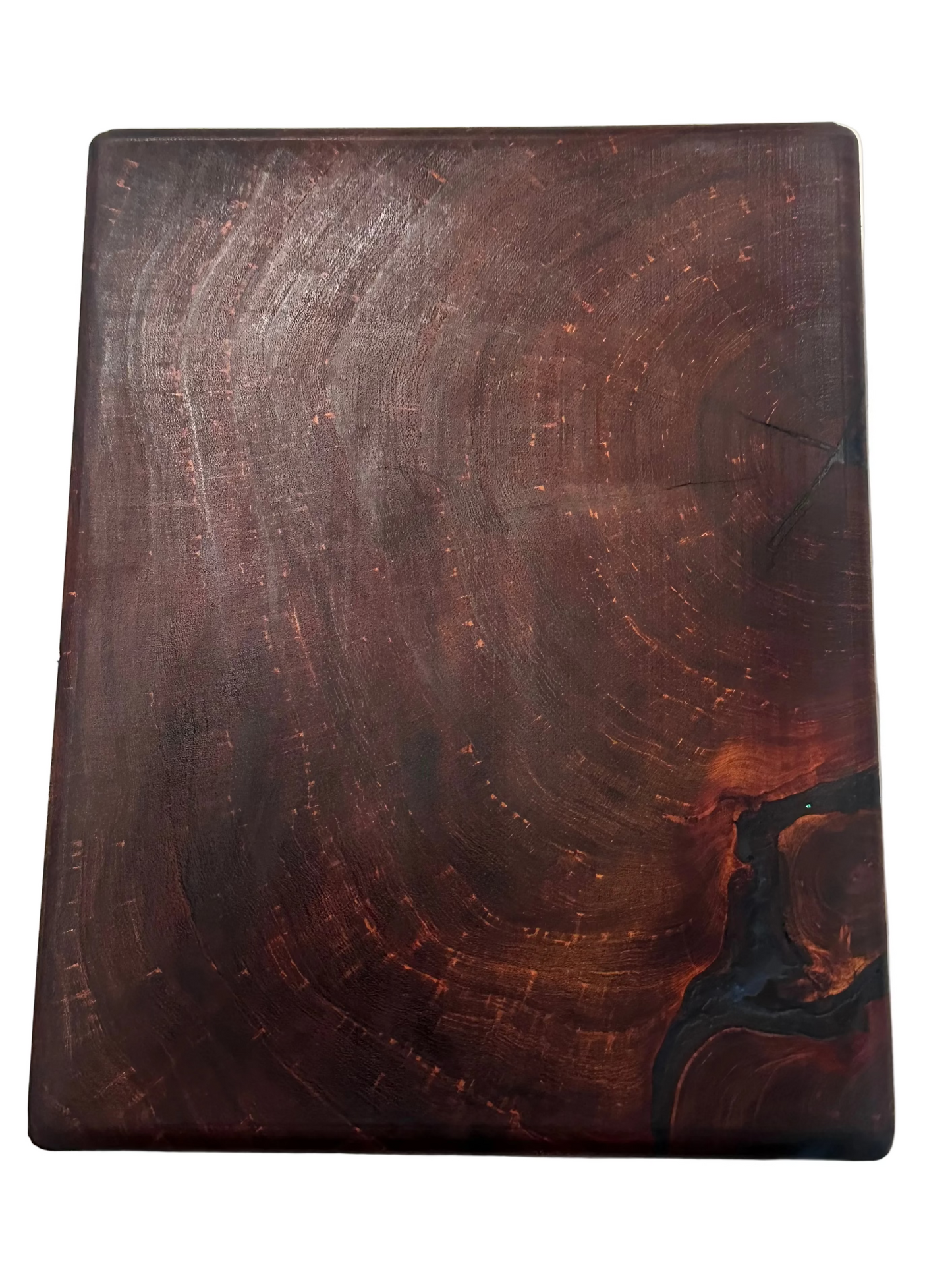 RockinEDC 10.25” x 7.75” x 1.25” End Grain Mesquite Cutting Board – Blue Epoxy Accent
