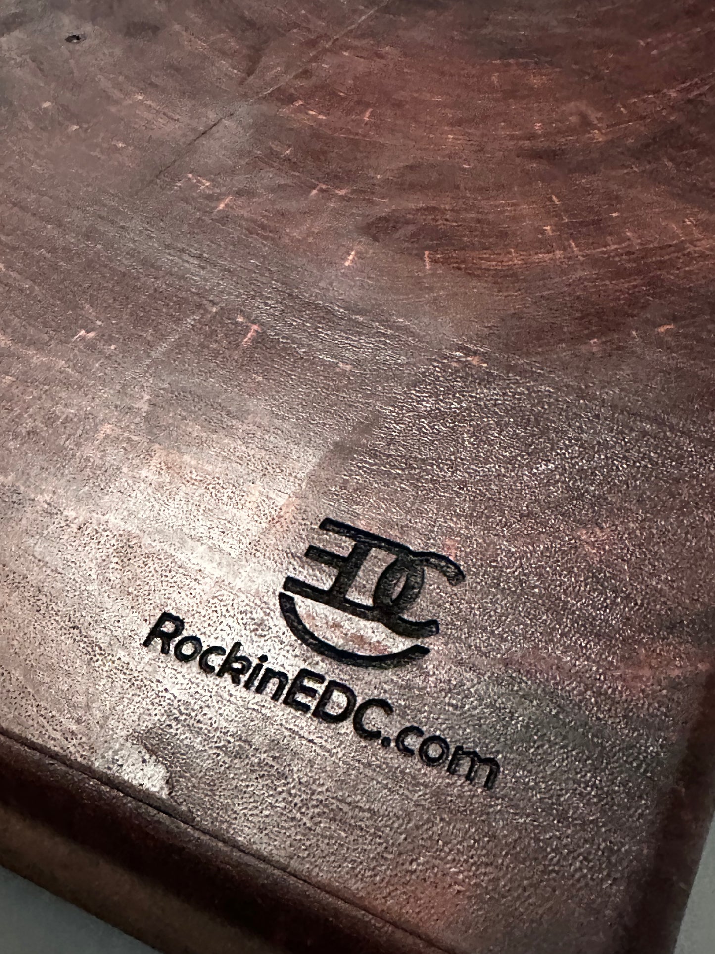 RockinEDC 10.25” x 7.75” x 1.25” End Grain Mesquite Cutting Board – Blue Epoxy Accent