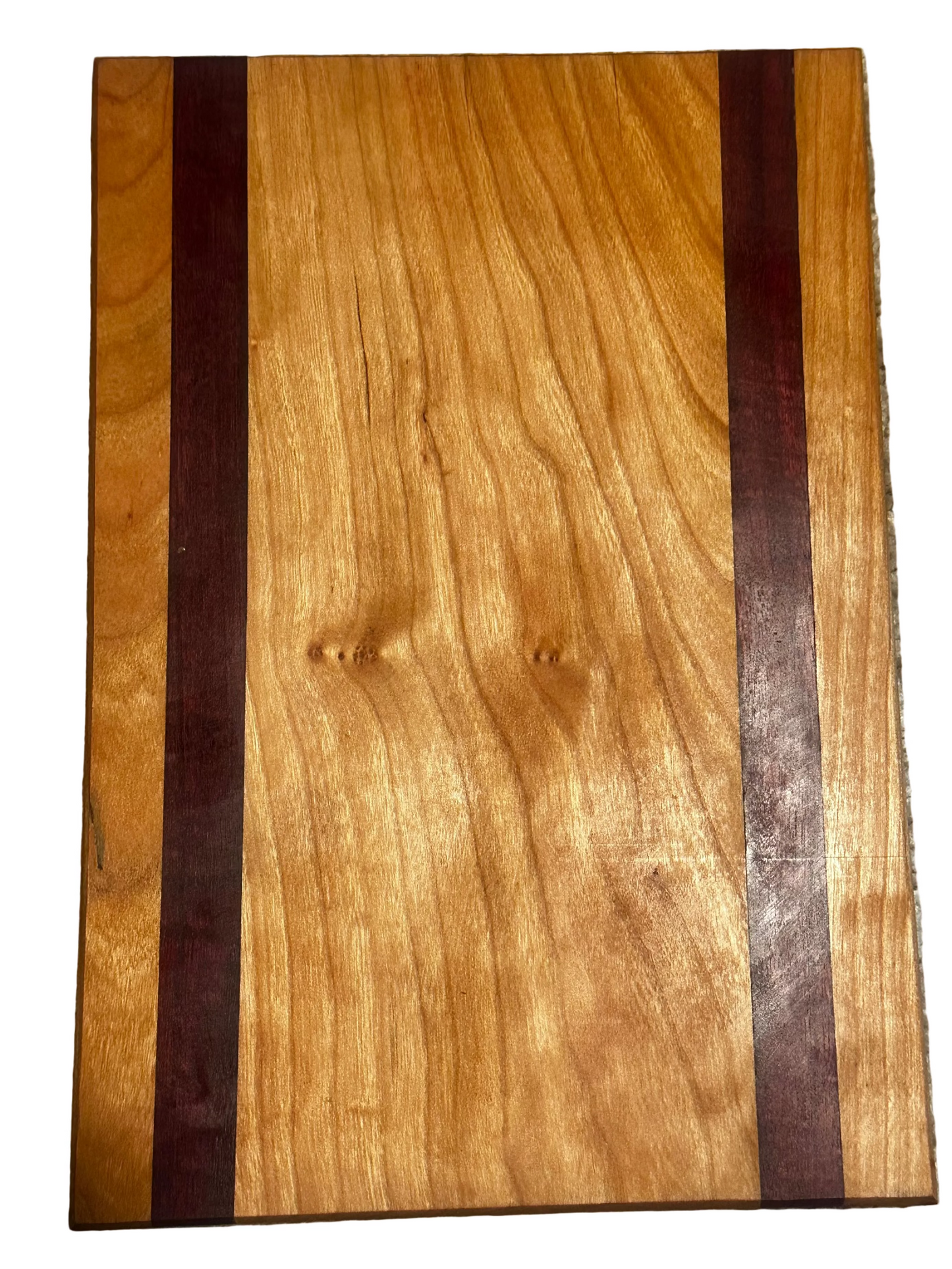 RockinEDC 11.5x8x0.75 Cherry & Purpleheart Hardwood Cutting Board | Handmade Exotic Wood Serving Board