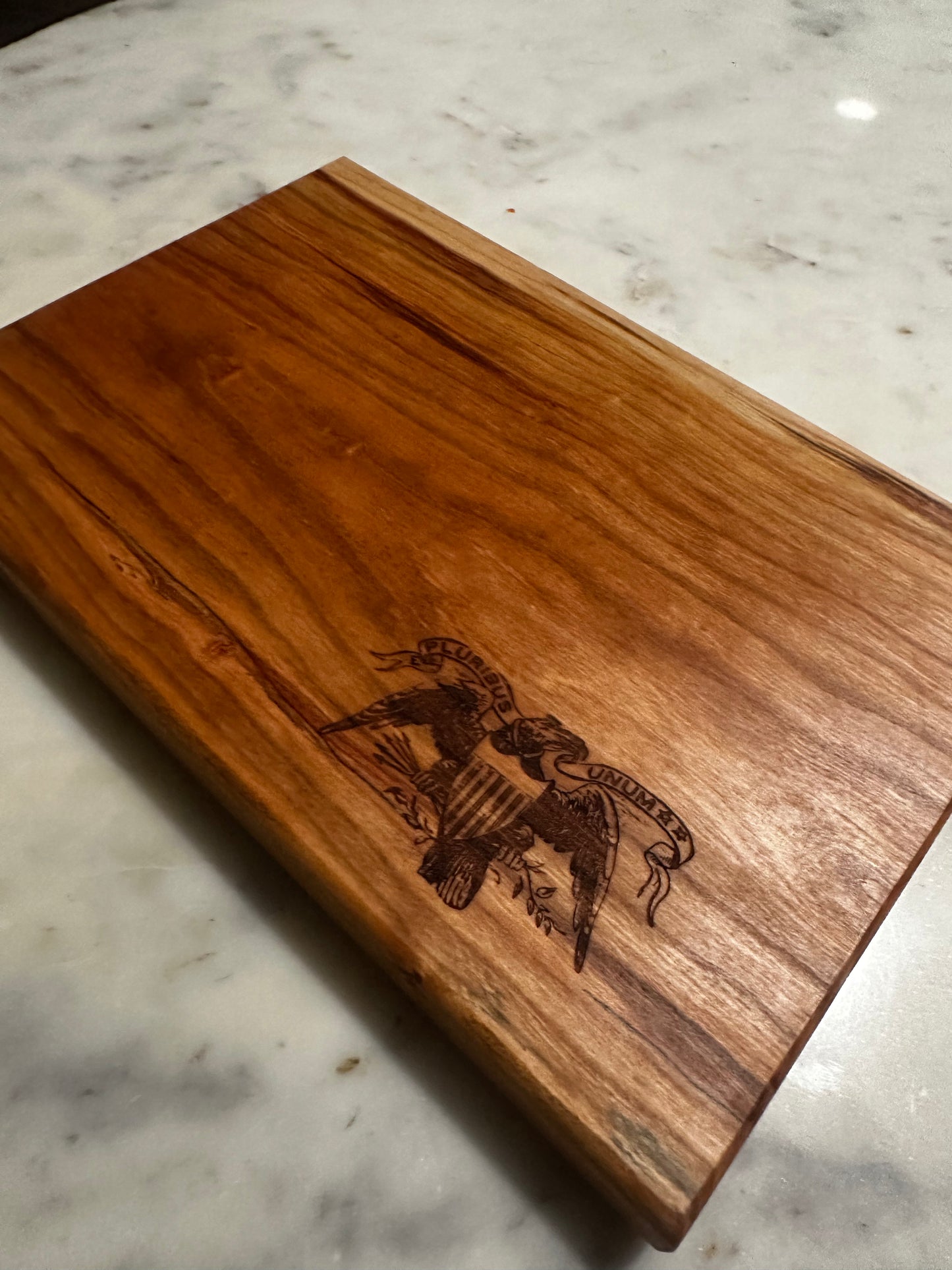 RockinEDC 12” x 8” x 1” Solid Cherry Cutting Board – Handmade Vintage American Eagle Serving Board | Patriotic Kitchen Décor
