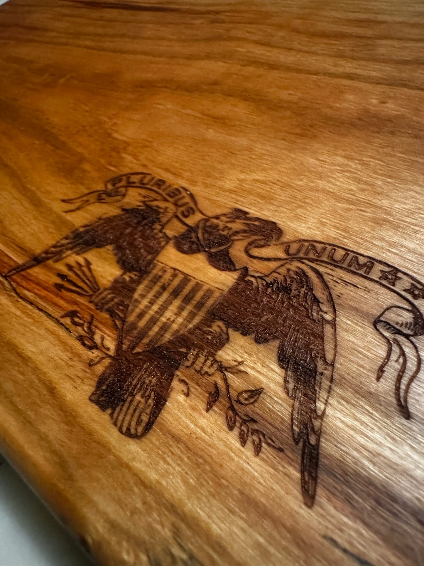 RockinEDC 12” x 8” x 1” Solid Cherry Cutting Board – Handmade Vintage American Eagle Serving Board | Patriotic Kitchen Décor