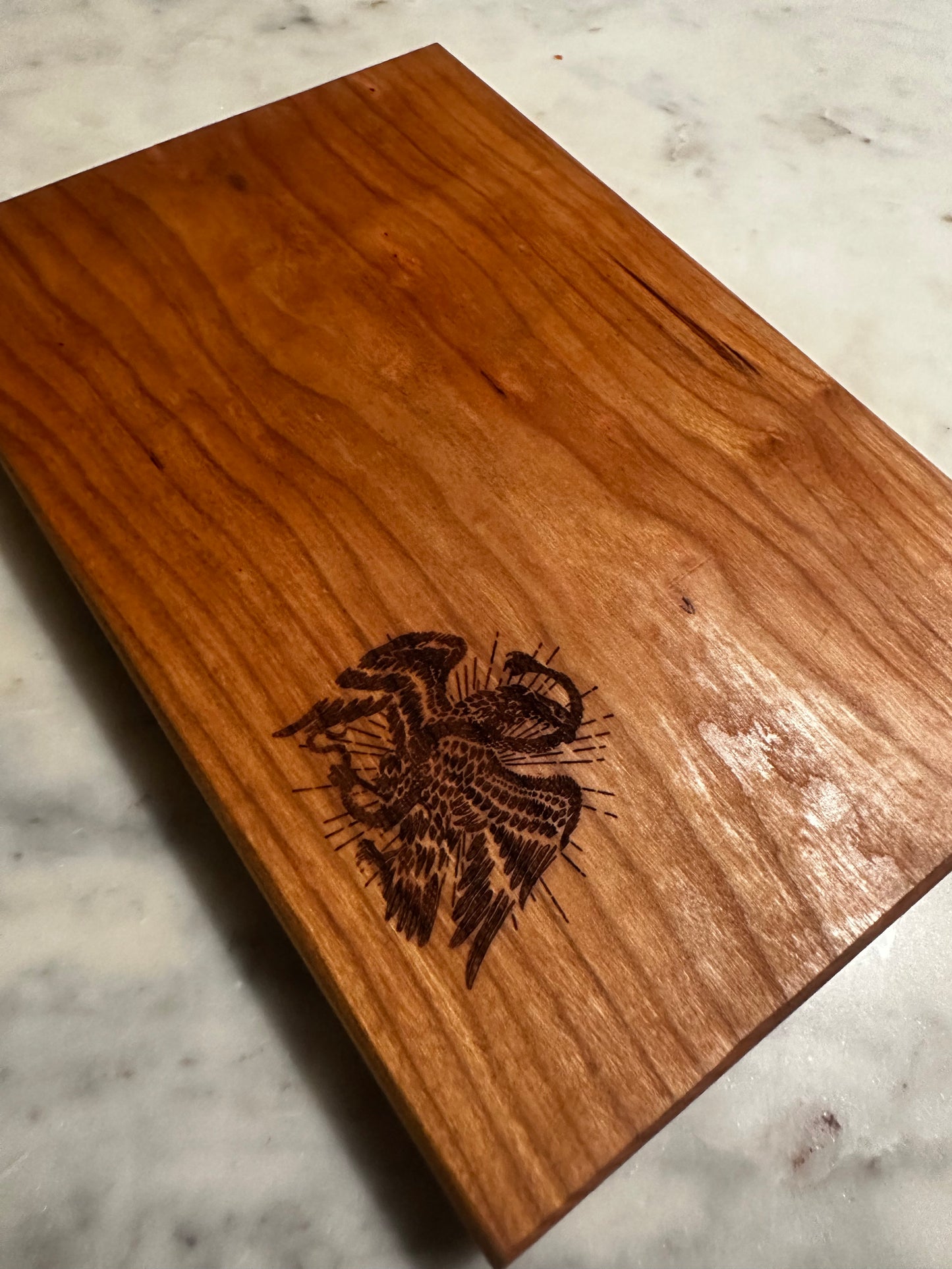 Mexican Eagle Cherry Cutting Board 8X12X1 Handmade Hardwood Serving Board Rustic Kitchen Décor